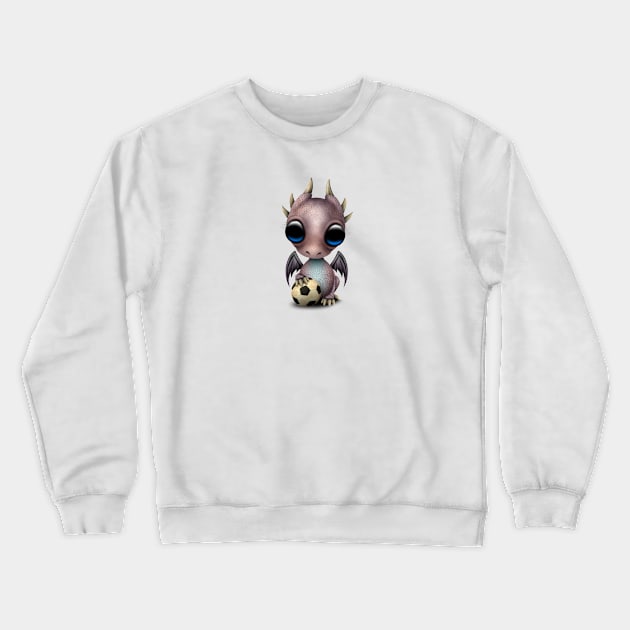 Cute Baby Dragon With Football Soccer Ball Crewneck Sweatshirt by jeffbartels